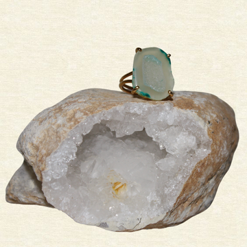 Green white geode - adjustable