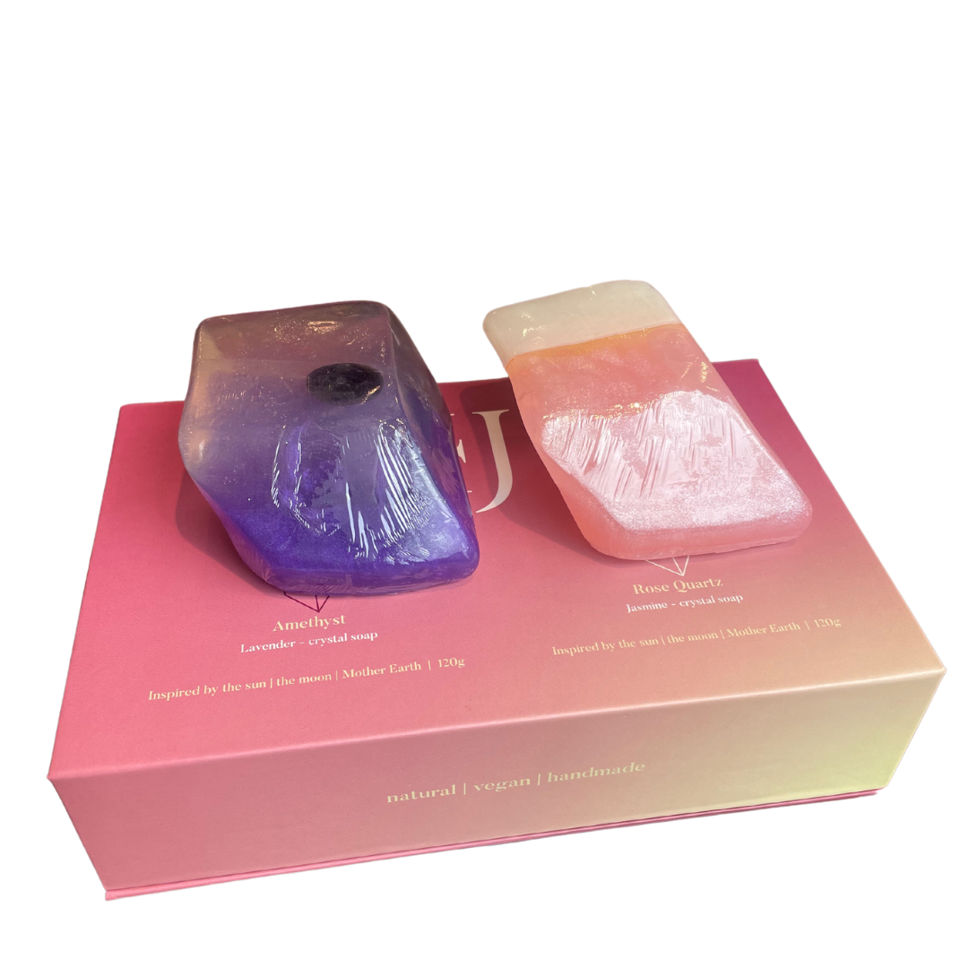 CADEAUTIP! Gift set kristalzepen - Amethyst & Roze Quartz