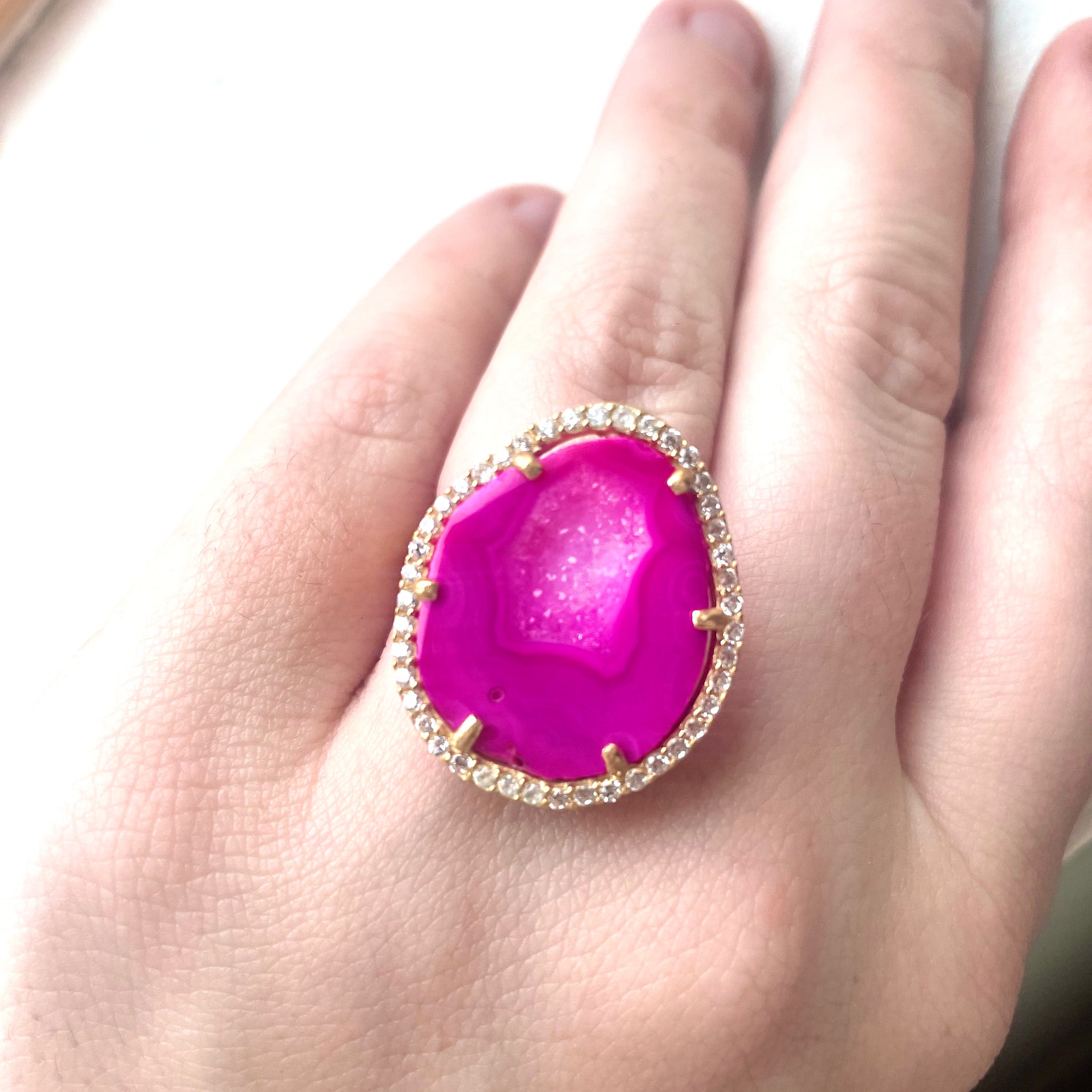 Bright pink/light inside