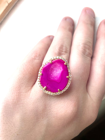 Bright pink/light inside