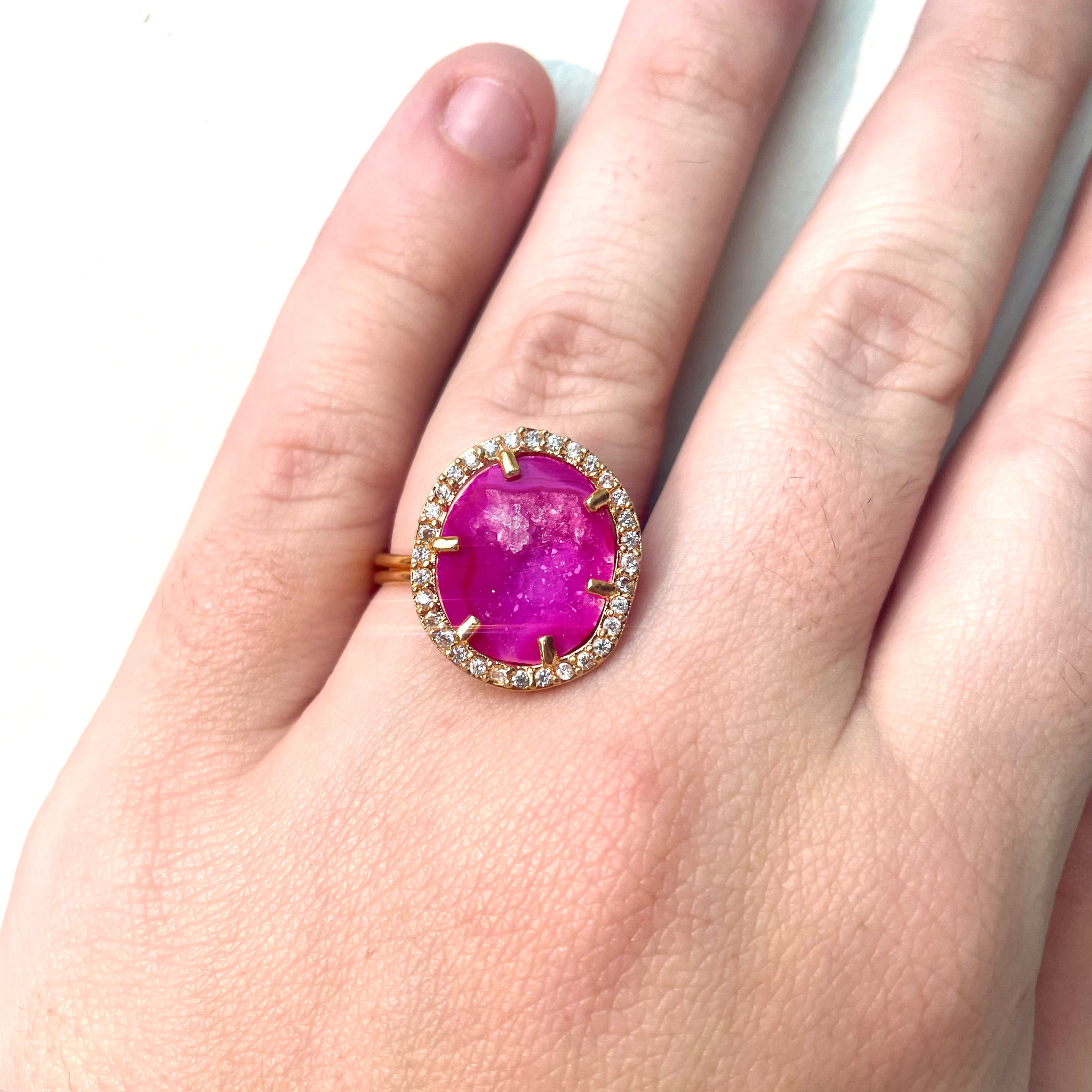 Bright pink druzy